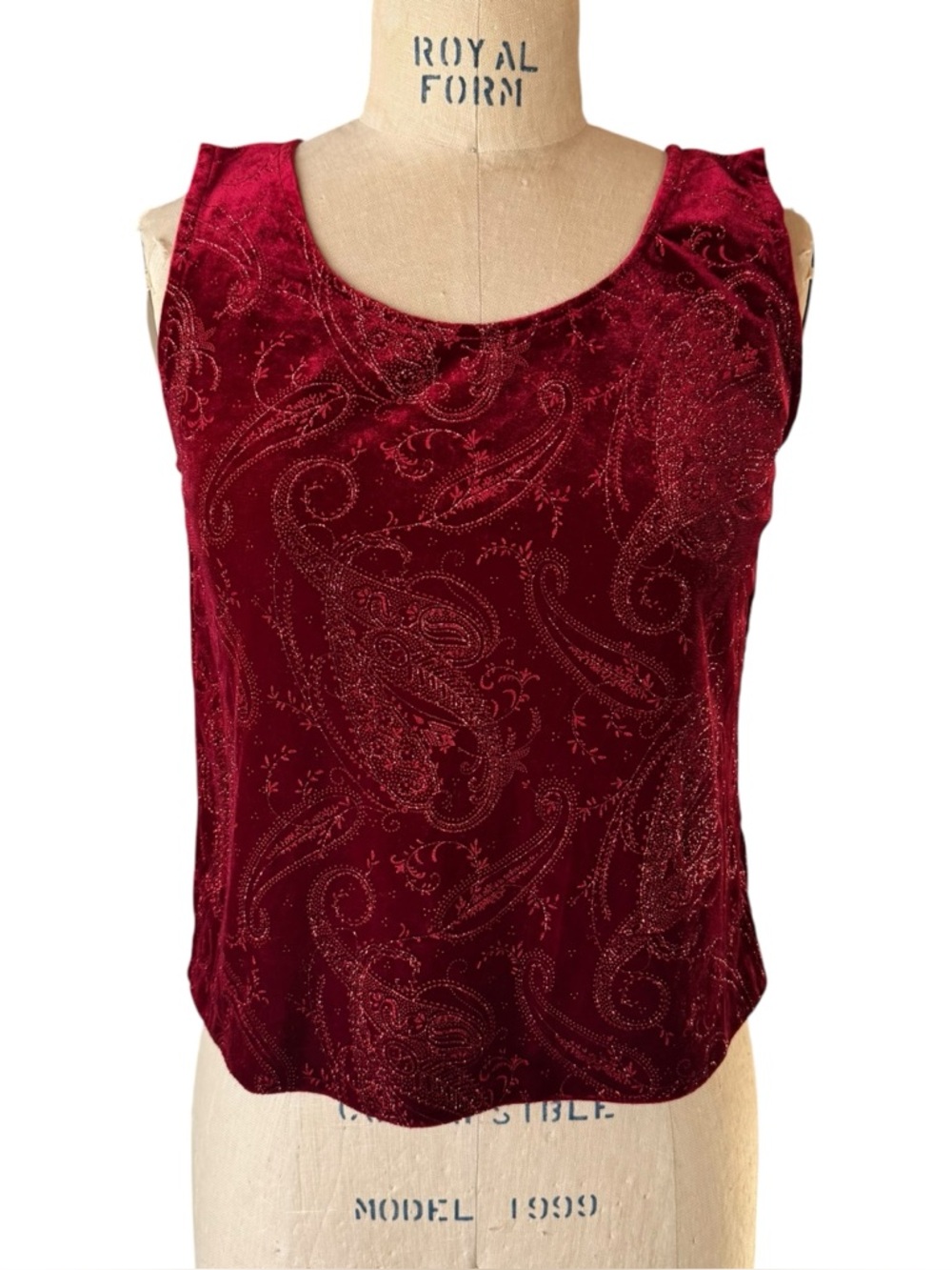 Vintage 90s R&K Evening Red Velvet Glitter Top